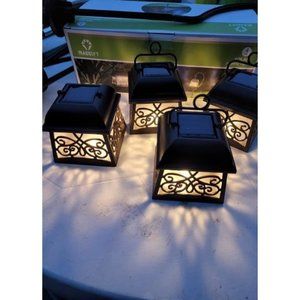 4 Pack 22 Inch Hanging Solar Lights Multipurpose with 4 Shepherd Hooks Outdoor